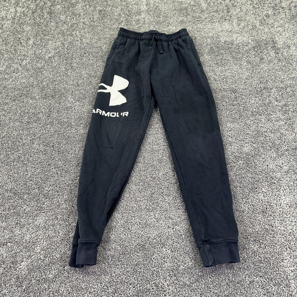 Under Armour Pants Kids L Black Fleece Jogger Ankle ColdGear Logo Winter